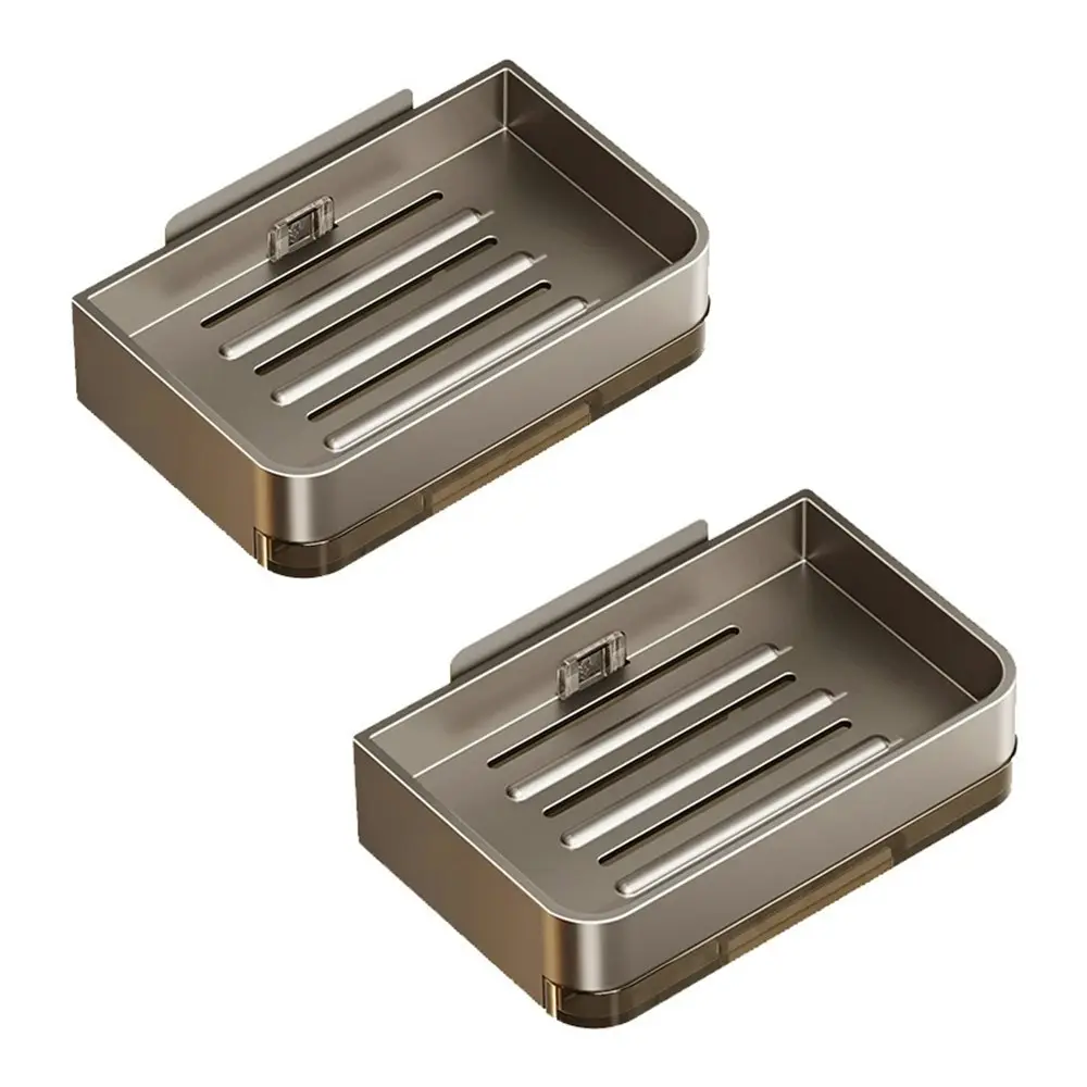 2Pcs Double Layer Drain Soap Box Sponge Soap Holder Kitchen Bathroom Organizer - Home & Garden
