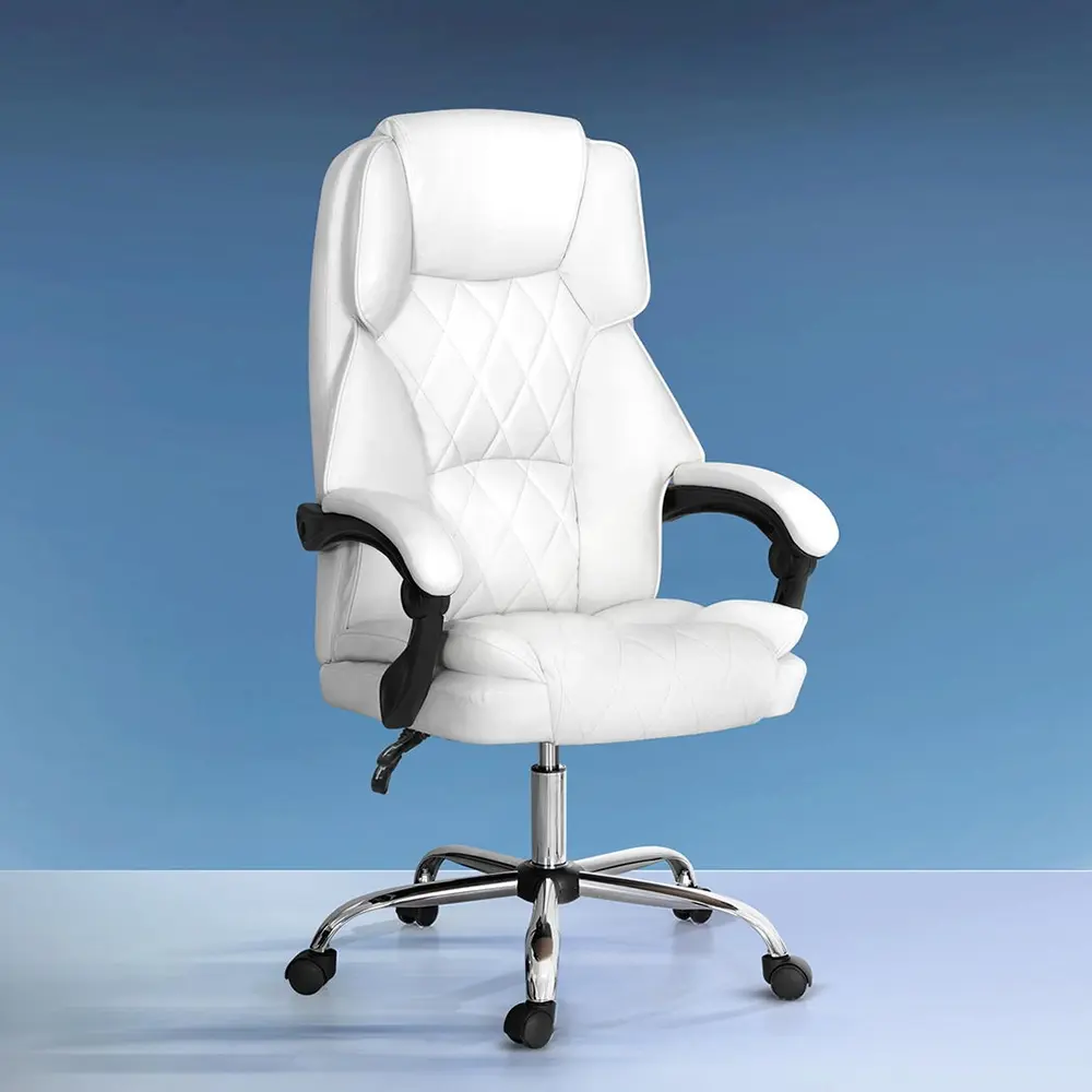 Artiss Executive Office Chair Leather Recliner White - Furniture