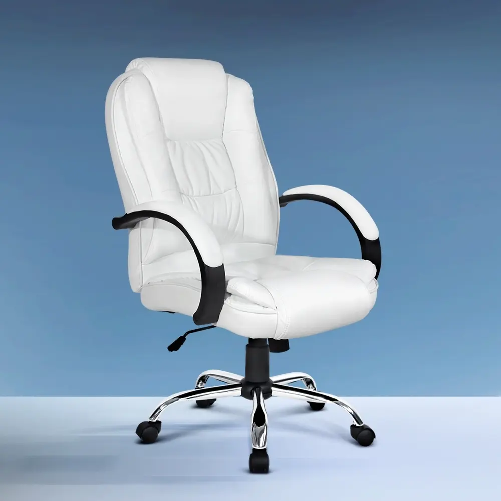 Artiss Executive Office Chair Leather Tilt White 127-WH