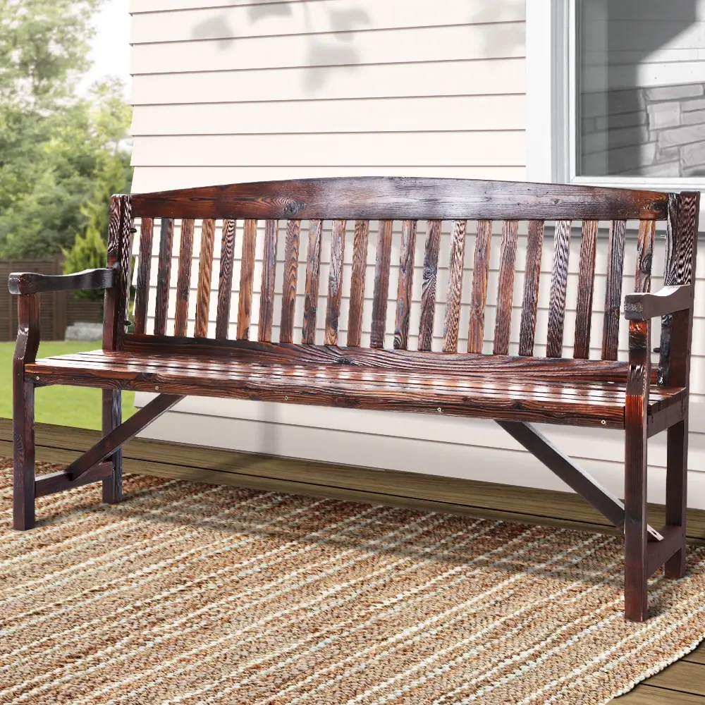Gardeon 5FT Outdoor Garden Bench Wooden 3 Seat Chair Patio Furniture Charcoal - Up to 65% off Outdoor Furniture