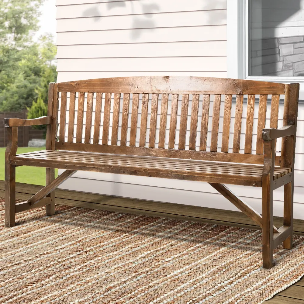 Gardeon 5FT Outdoor Garden Bench Wooden 3 Seat Chair Patio Furniture Natural - Up to 65% off Outdoor Furniture