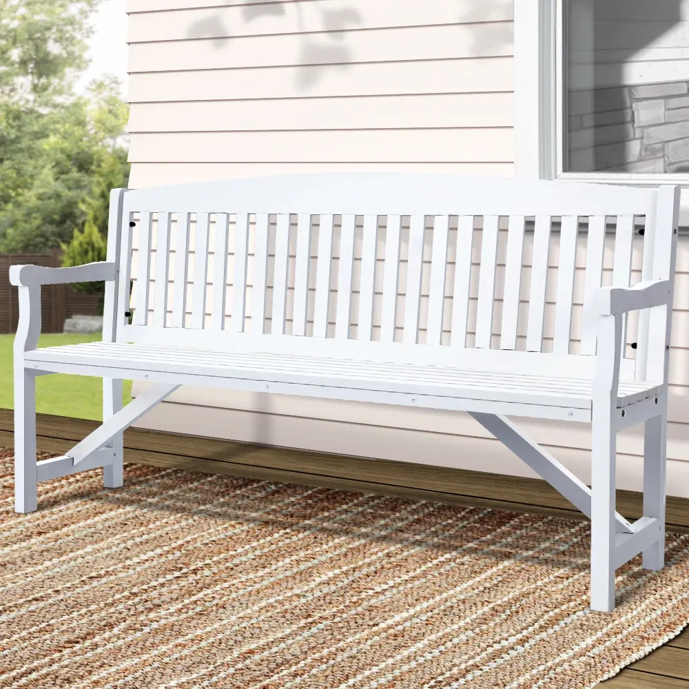 Gardeon 5FT Outdoor Garden Bench Wooden 3 Seat Chair Patio Furniture White - Up to 65% off Outdoor Furniture
