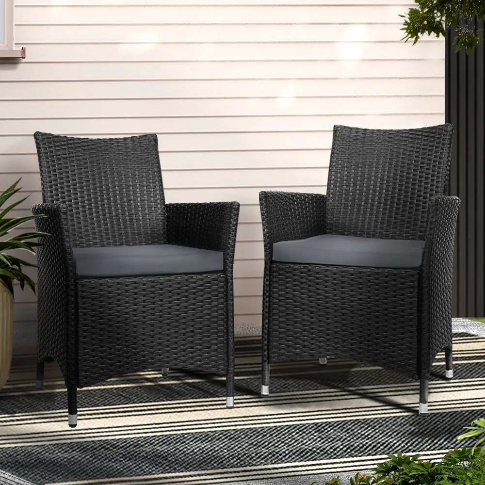 Gardeon Outdoor Dining Chairs Patio Furniture Wicker Garden Cushion Idris 2PC - Up to 65% off Outdoor Furniture