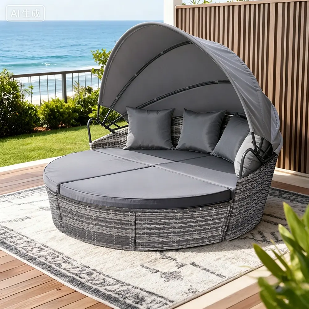Gardeon Sun Lounge Setting Wicker Lounger Day Bed Outdoor Furniture Patio Grey - Up to 65% off Outdoor Furniture
