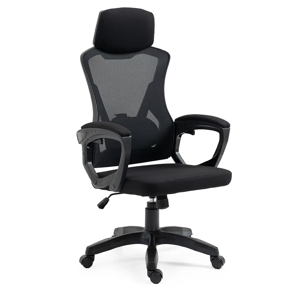 FORTIA Ergonomic Office Desk Chair, Height Adjustable Lumbar Support, Mesh Fabric, Headrest, Black - Save up to 70% Off Office Furniture Specials