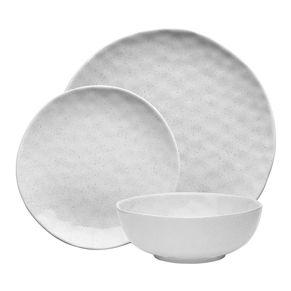 12pc Ecology Speckle Dinner Set Milk Home Dining/Serving Plates/Side Plate/Bowls - Home & Garden