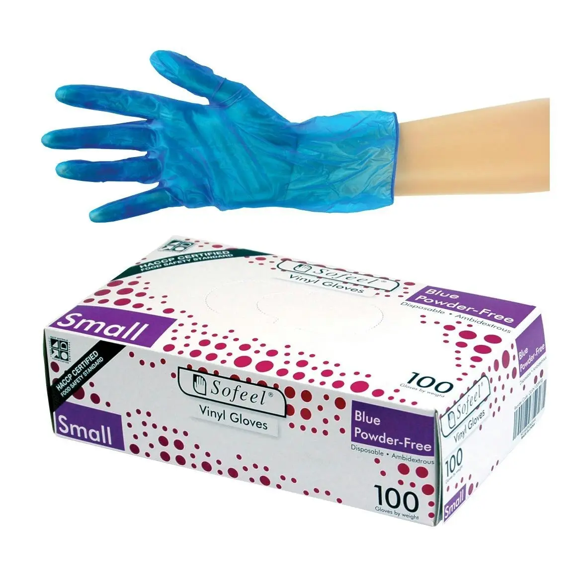 Sofeel Vinyl Powder Free Gloves 4.0g Small Blue 100 Box x10 - Commercial