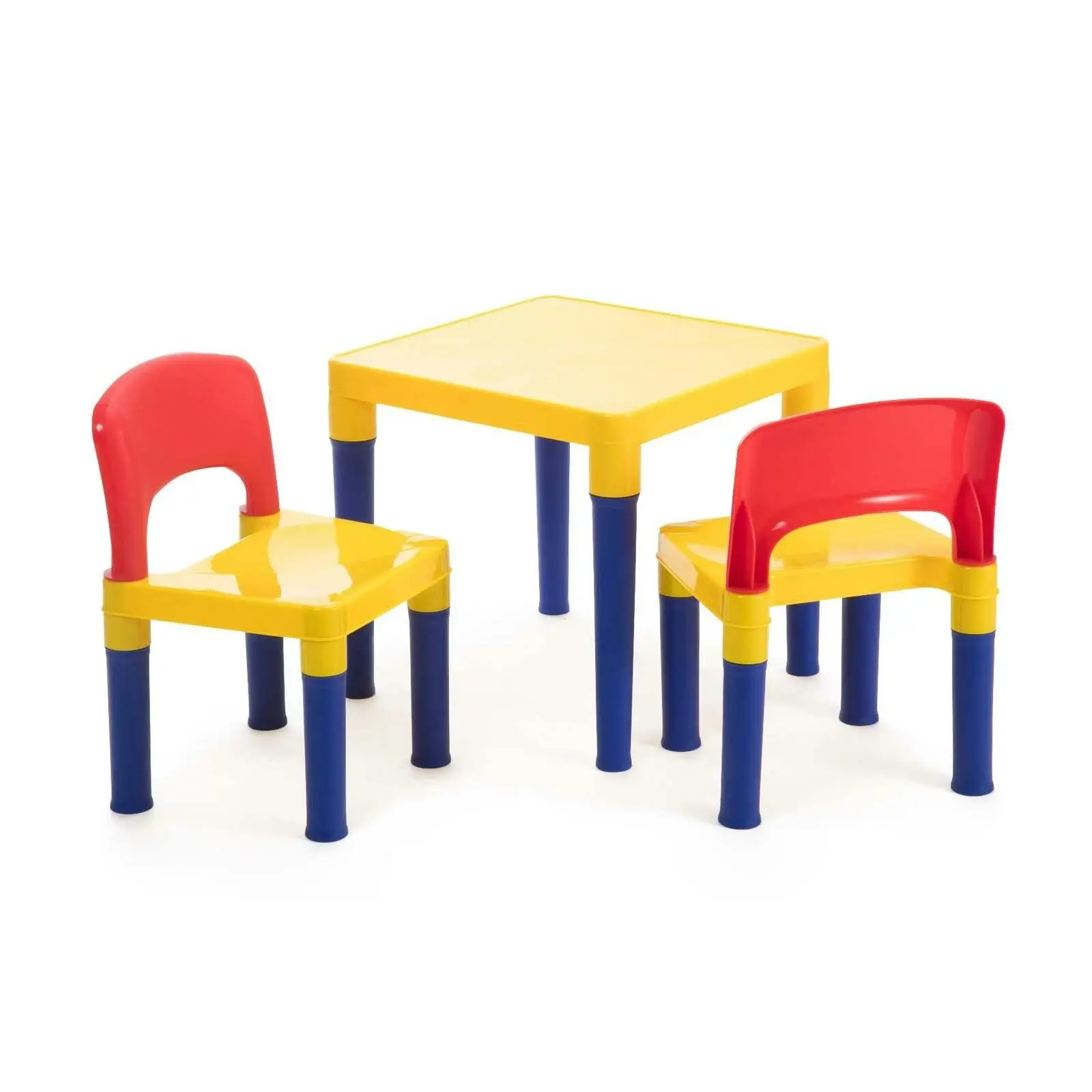 Kids Table & 2 Chairs Plastic Set (Blue, Red & Yellow) - Toys & Games