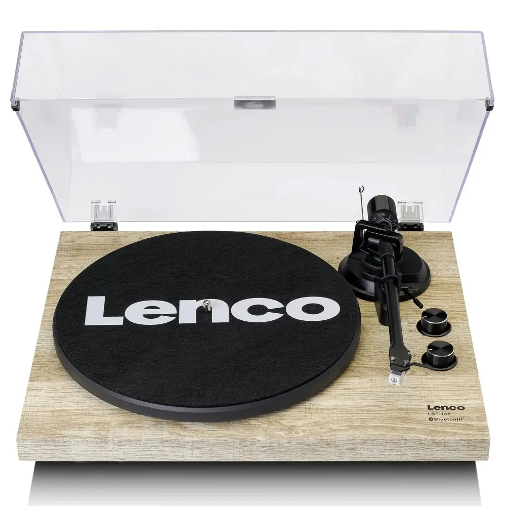 Lenco 42cm Aluminium Bluetooth/USB Connection Vinyl Record Player Turntable Pine - Electronics