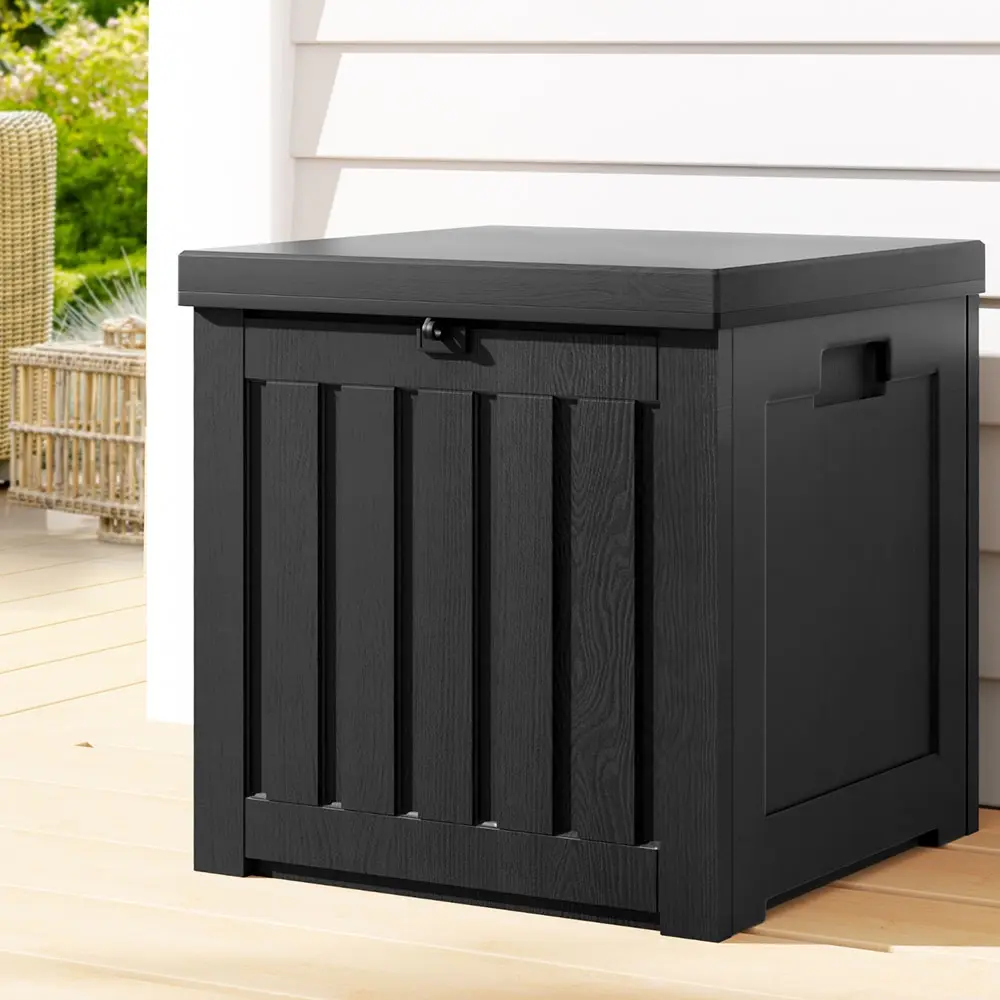 Gardeon Outdoor Storage Box 80L Container Lockable Garden Toy Tool Shed Black - Outdoor Storage Boxes - Up to 60% off