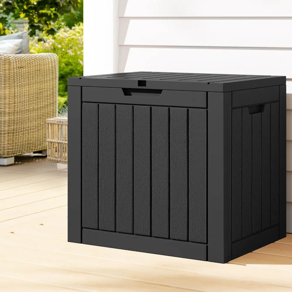 Gardeon Outdoor Storage Box 118L Container Lockable Garden Toy Tool Shed Black - Outdoor Storage Boxes - Up to 60% off