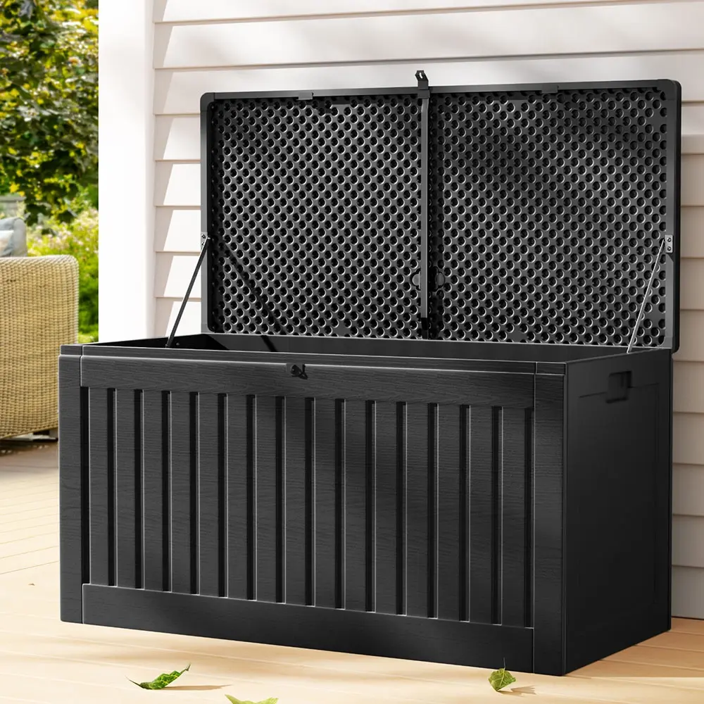 Gardeon Outdoor Storage Box 270L Container Lockable Garden Bench Tool Shed Black - Outdoor Storage Boxes - Up to 60% off