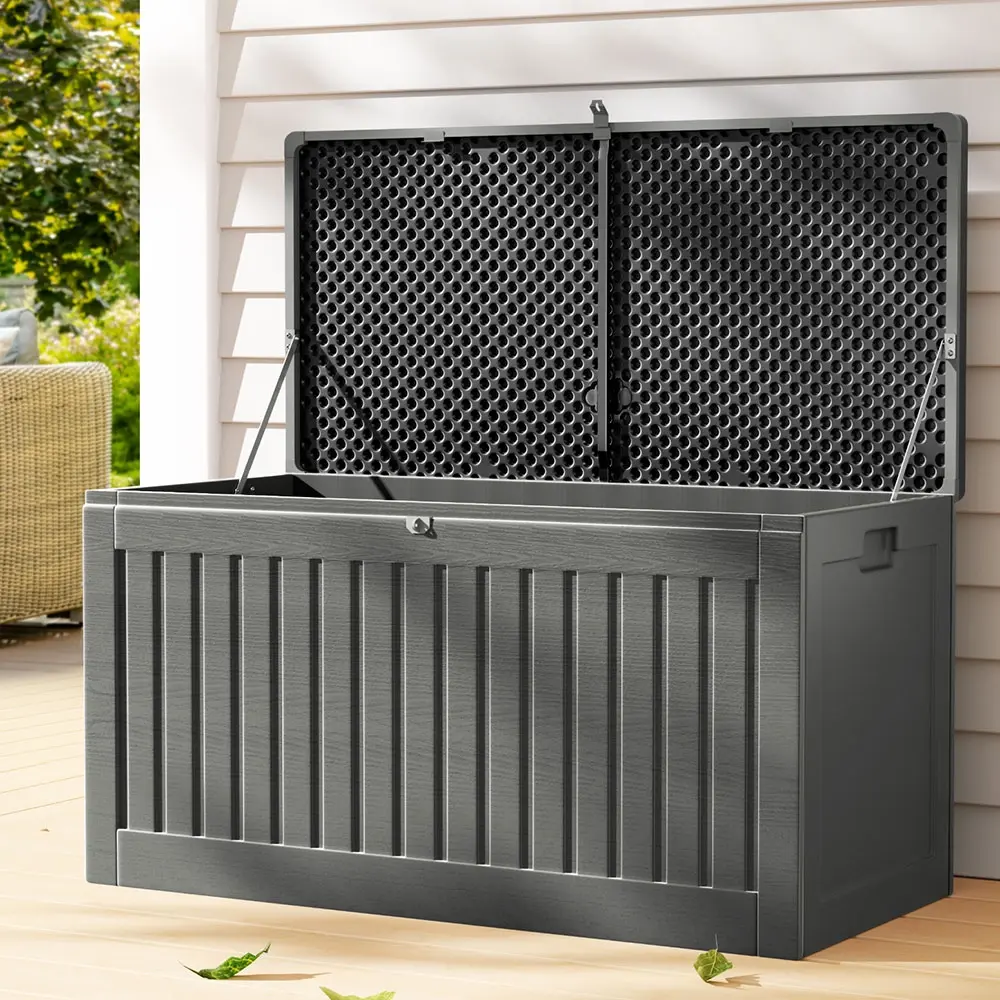 Gardeon Outdoor Storage Box 270L Container Lockable Garden Bench Tool Shed Grey - Outdoor Storage Boxes - Up to 60% off