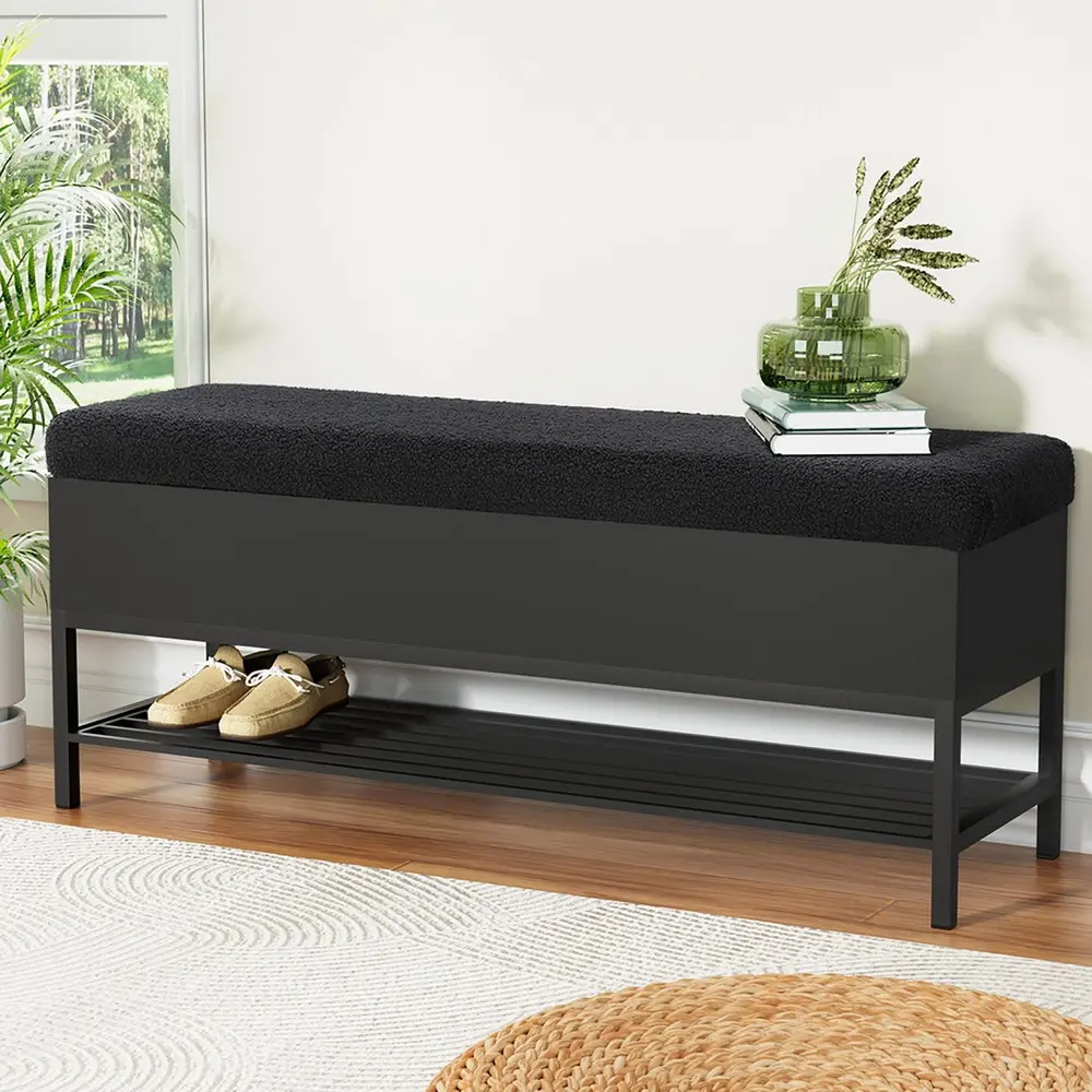 Artiss Storage Ottoman Blanket Box 110cm Boucle Shelf - Furniture