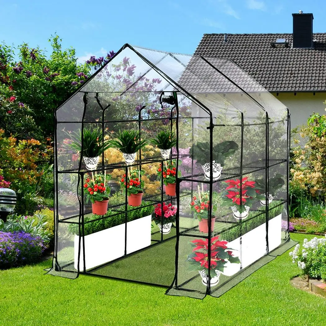 Levede Greenhouse Walk In 3 Tier Garden Shed PVC Cover Film Green House Tunnel - Home & Garden