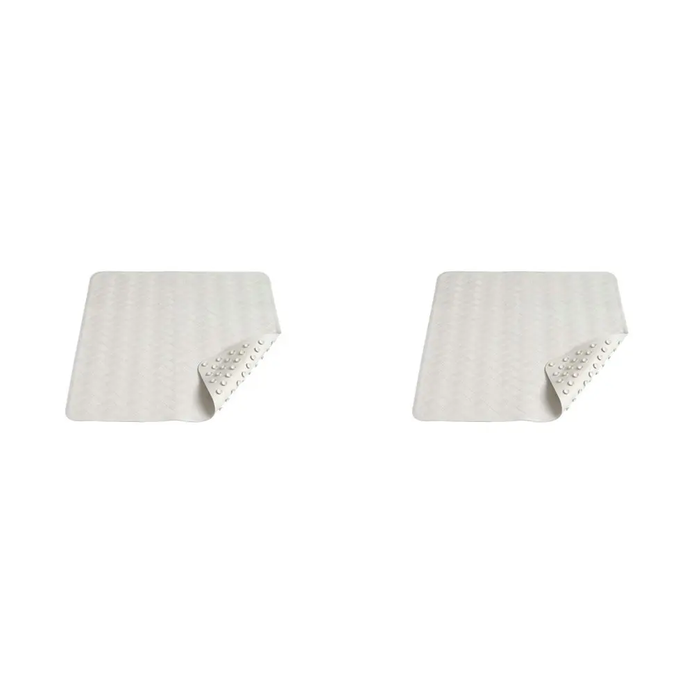 2PK Immerse Bathroom Large 530mm Square Slip Resistant Shower Mat Rubber White - Home & Garden