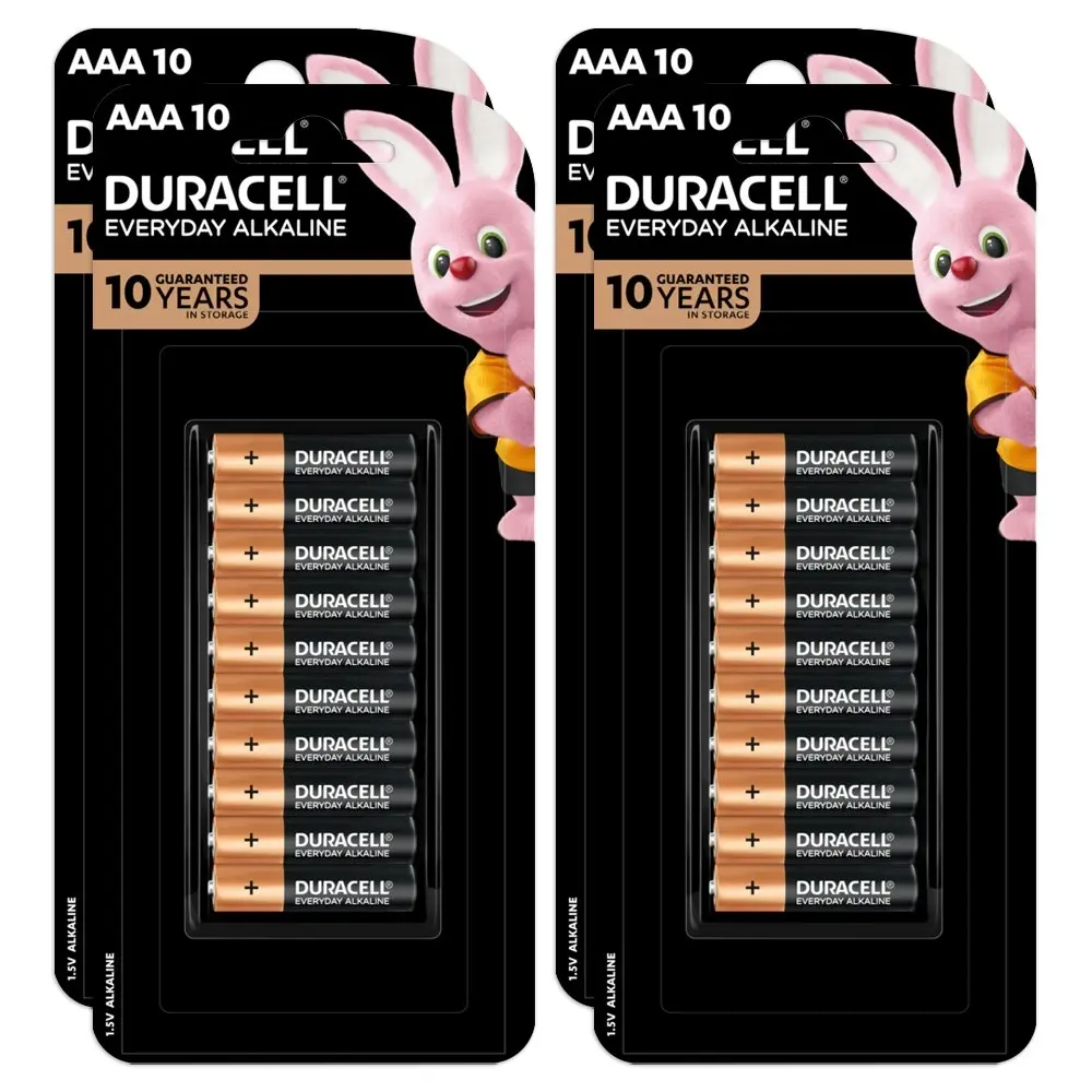 4x 10pc Duracell Everyday AAA Size Alkaline Battery Single Use Batteries - Electronics