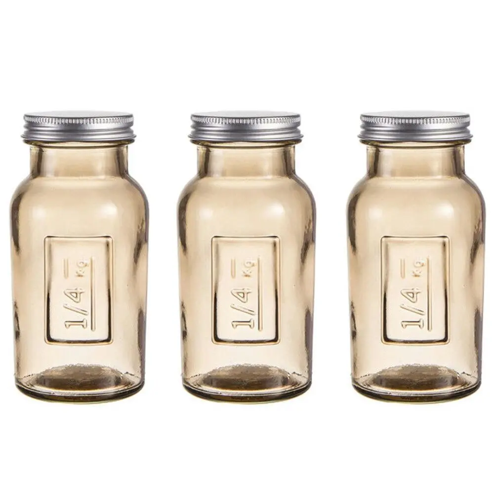 3x Ladelle Eco Recycled Rustico 250ml Storage Glass Bottle Container w/Lid Smoke - Home & Garden
