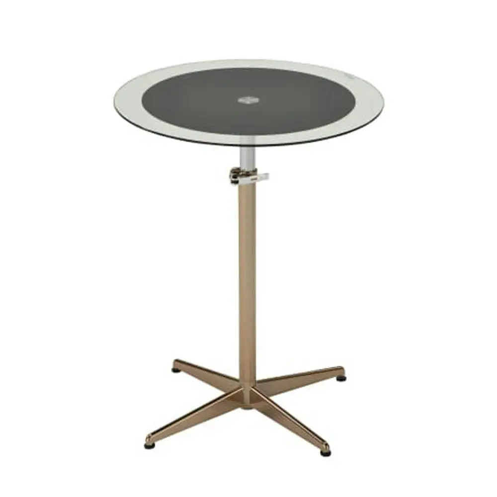 6IXTY Upo Height Adjustable Round Side Lamp End Table Glass Top - Furniture
