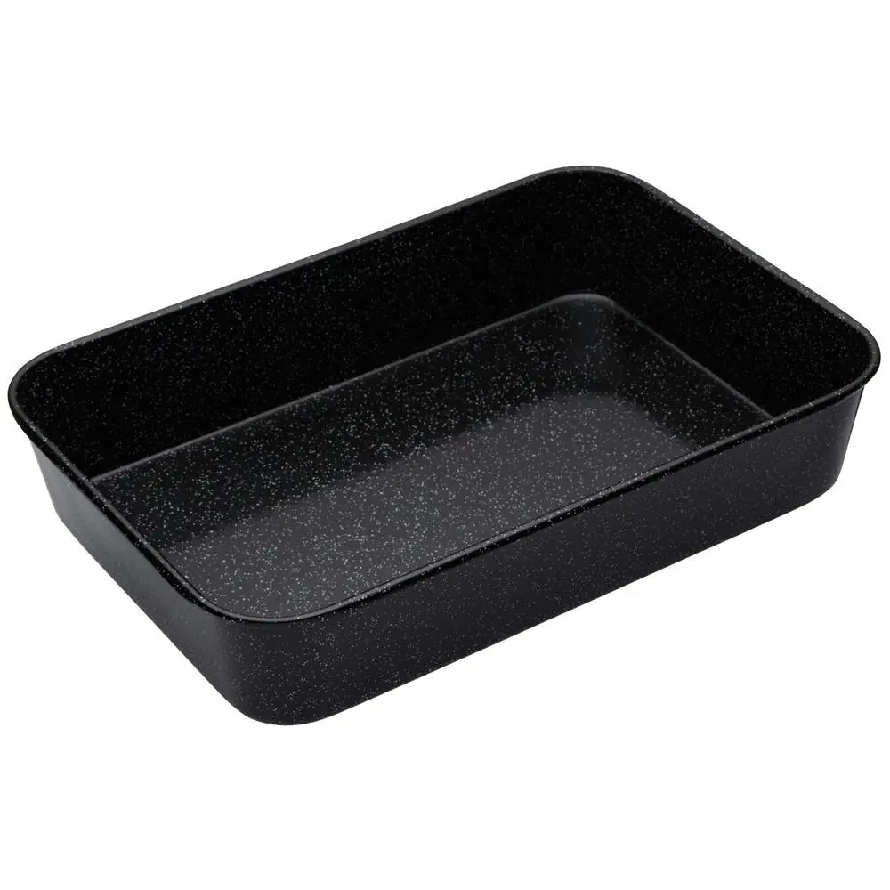 MasterCraft Pro Vitreous 40x28cm Enamel Rectangle Roasting Pan Baking Tray Black - Home & Garden