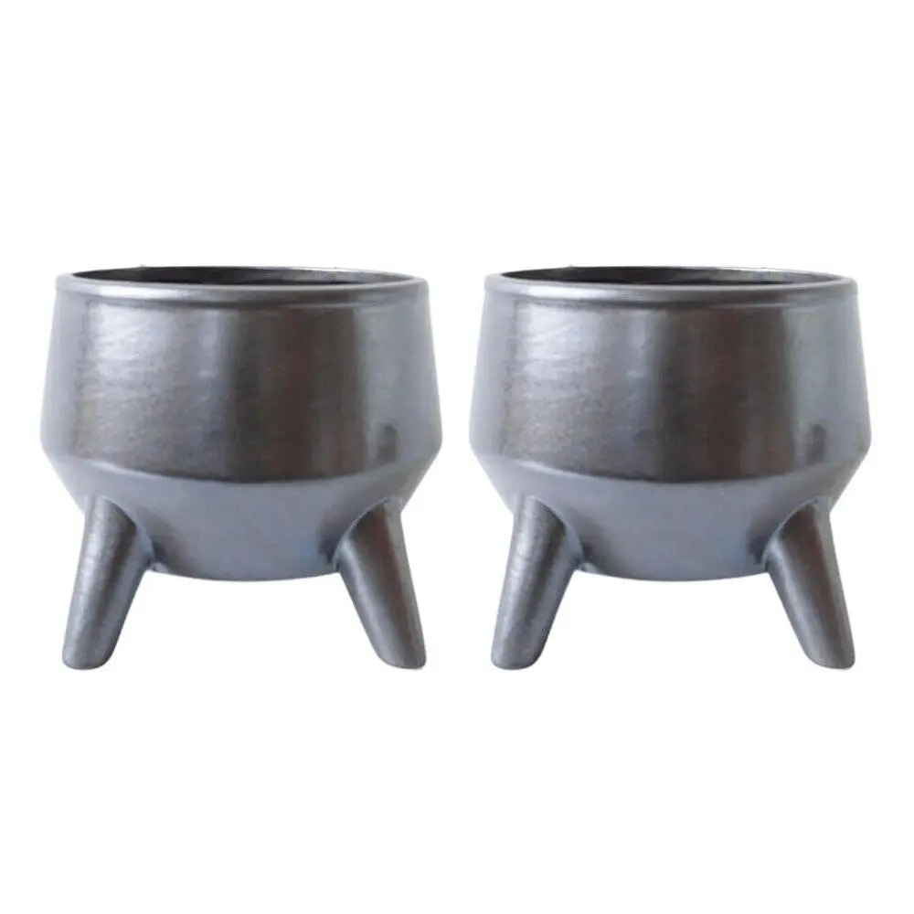 2x Rayell 15cm Flower/Plant Display Pot/Planter Couldron Home/Garden Decor Black - Home & Garden