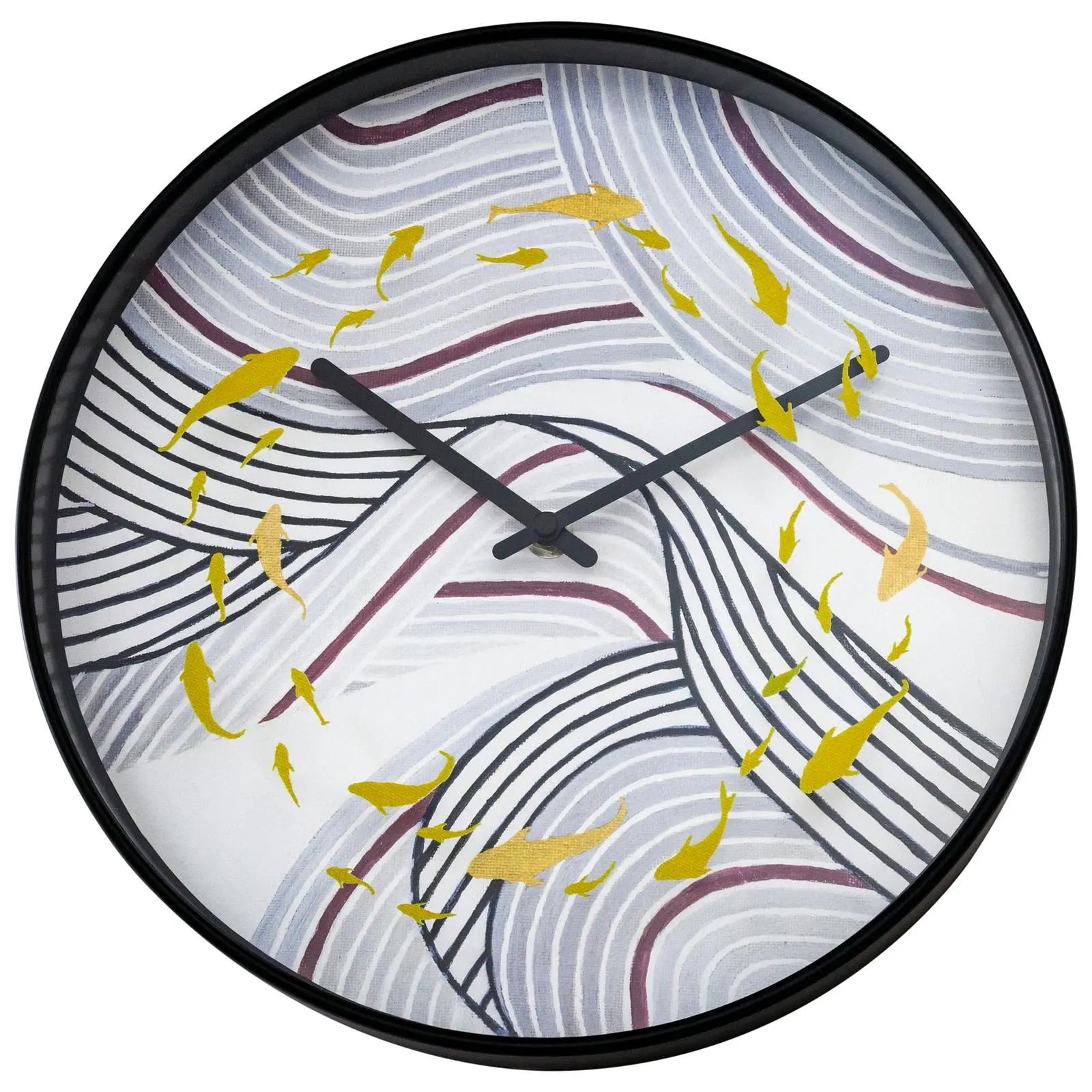 NeXtime Koi Plastic Analogue 30cm Hanging Wall Clock Decor Silent Sweep Grey - Home & Garden