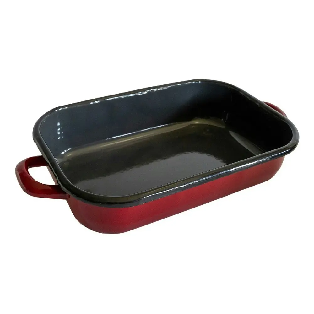 Urban Style Enamelware 2.2L Induction Oven Baking Dish Rectangle w/ Handles Red - Home & Garden