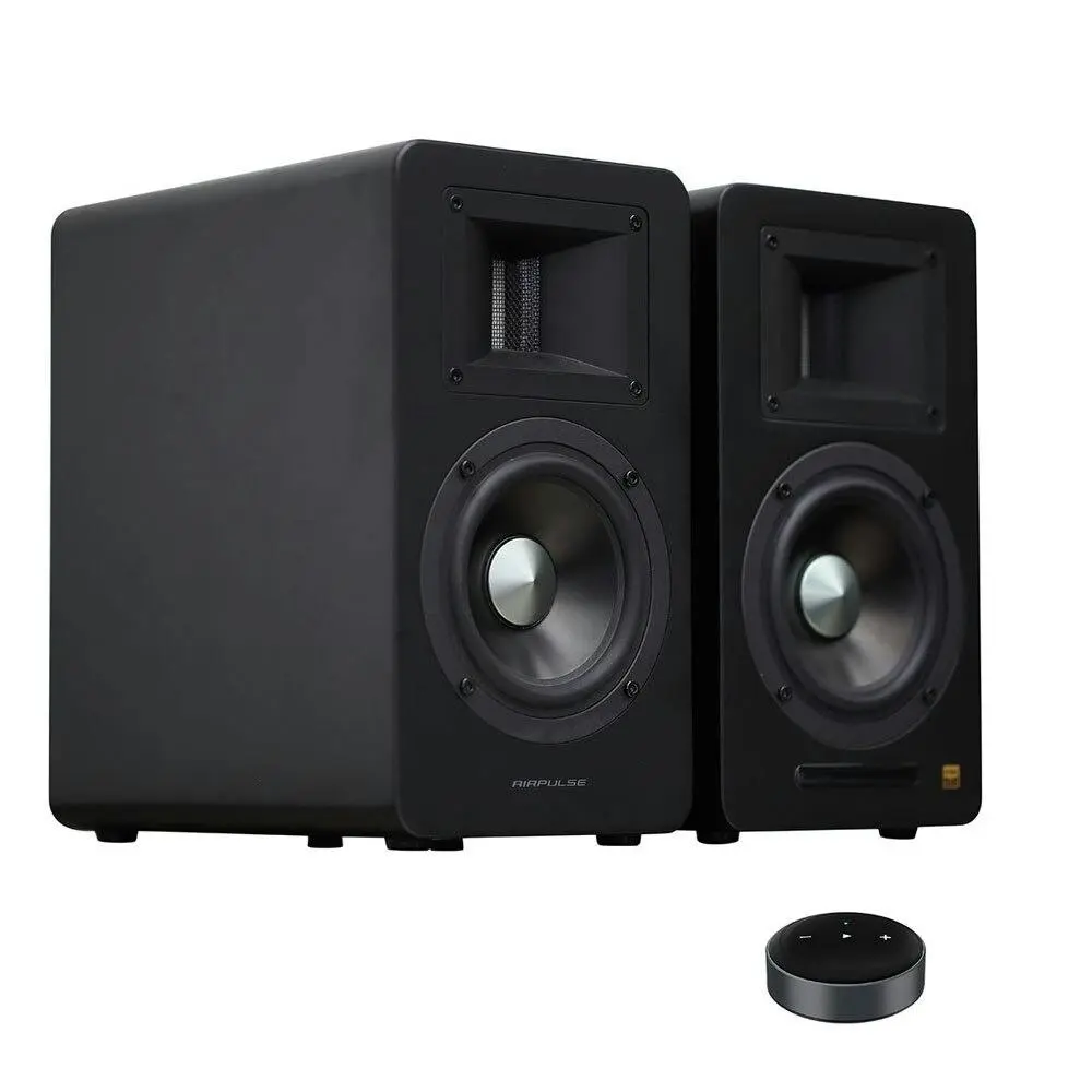 Airpulse A100 Active Wireless Bookshelf Speakers and WiiM Mini Matte Black - Electronics