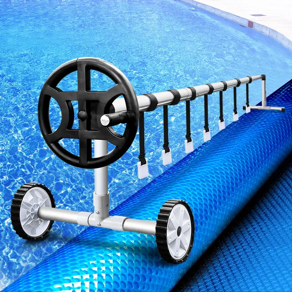 Aquabuddy Pool Cover 500 Micron 10x4m Blue Swimming Pool Solar Blanket 4m Roller - Home & Garden
