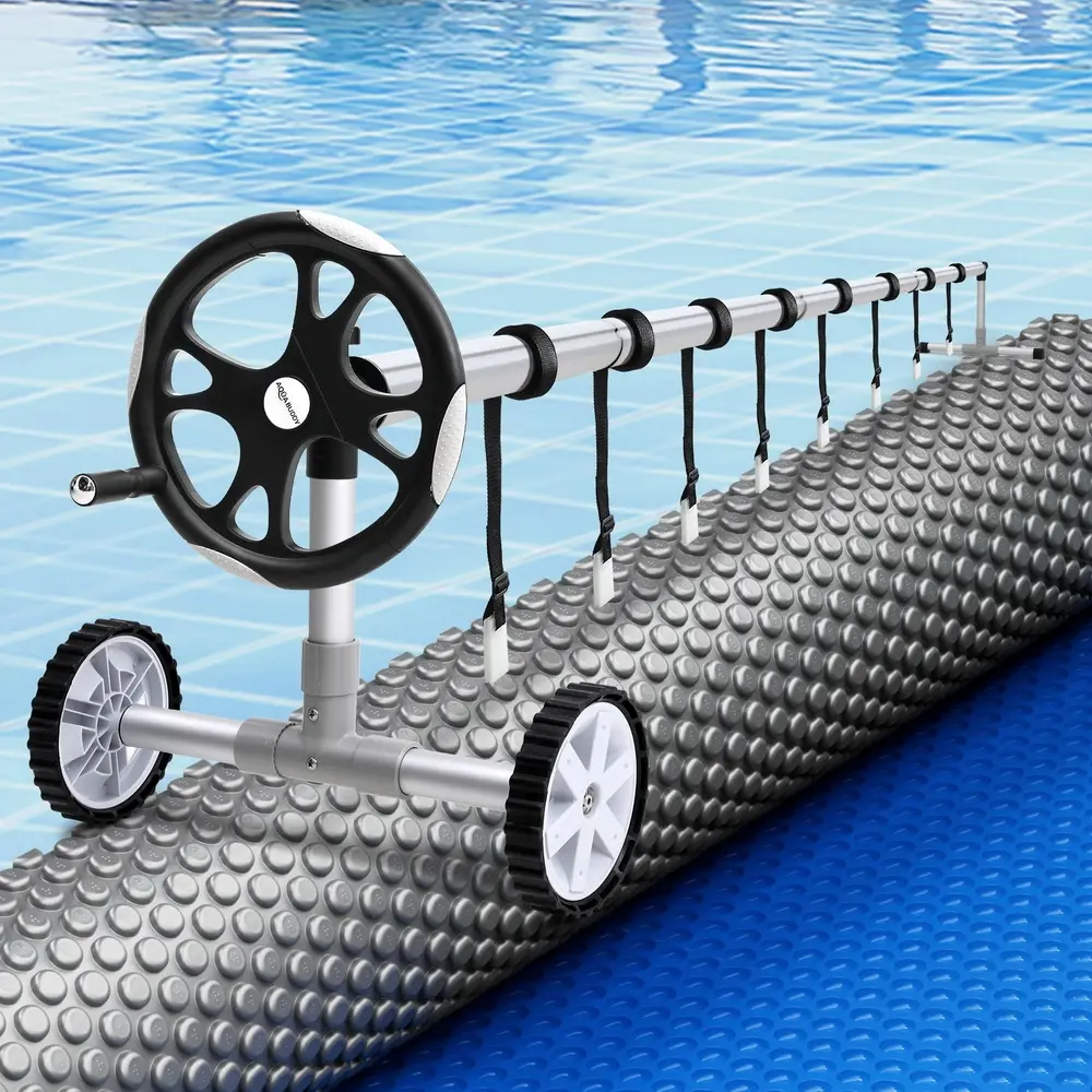 Aquabuddy Pool Cover 600 Micron 11x6.2m w/ Roller 6.55m Swimming Pools Solar Blanket - Home & Garden