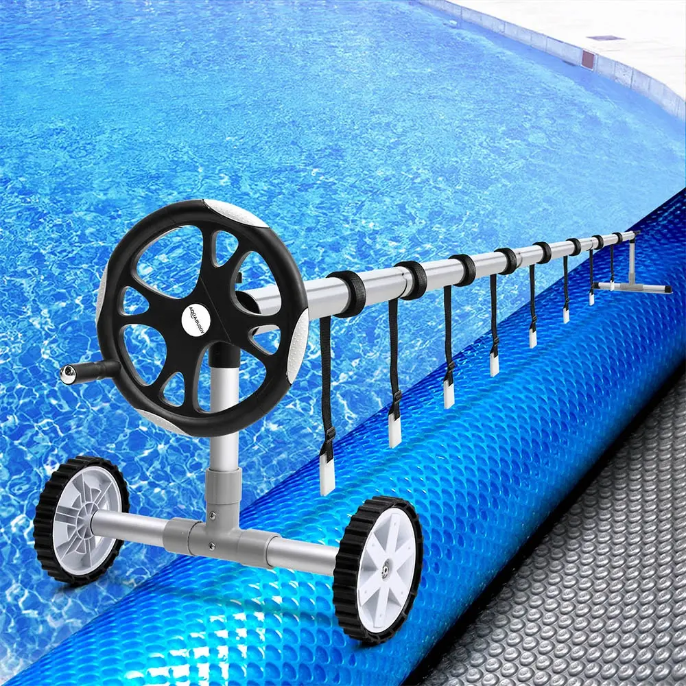 Aquabuddy Pool Cover 11x6.2m 400 Micron Silver Swimming Pool Solar Blanket 6.55m Roller - Home & Garden