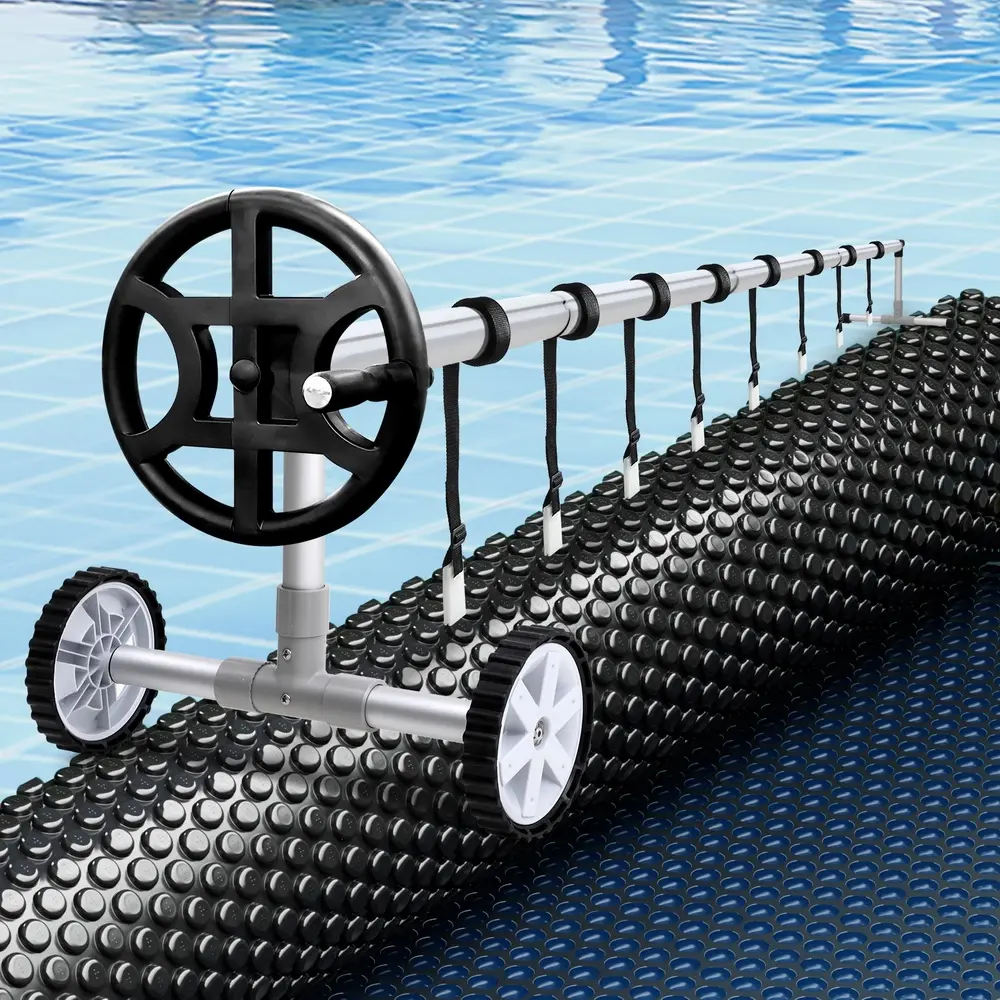Aquabuddy Pool Cover 600 Micron 6.5x3m w/ Roller 4m Swimming Pools Black Solar Blanket - Home & Garden