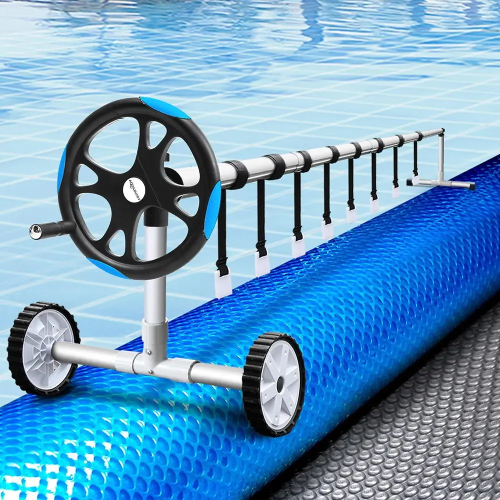 Aquabuddy Pool Cover 500 Micron 7x4m Silver Swimming Pool Solar Blanket 5.5m Blue Roller - Home & Garden