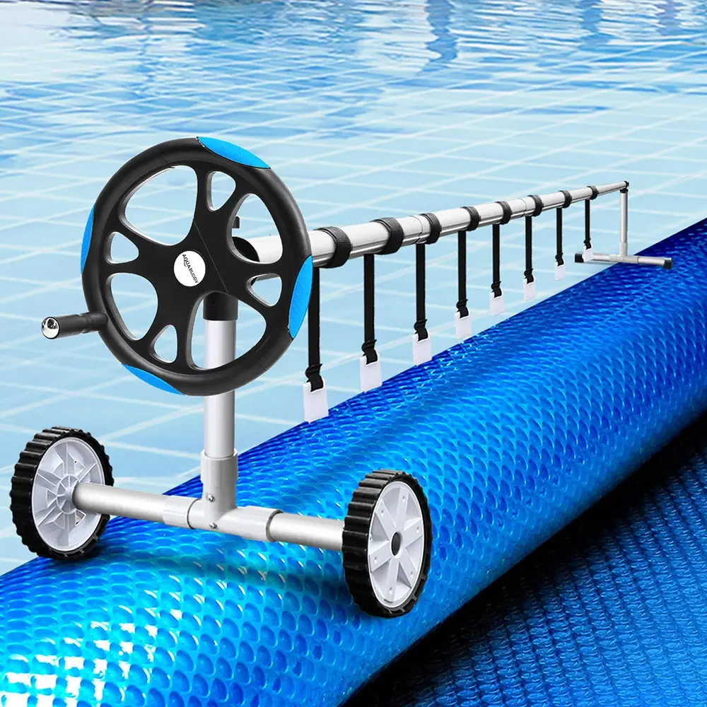 Aquabuddy Pool Cover 500 Micron 9.5x5m Swimming Pool Solar Blanket 5.5m Roller Blue - Home & Garden