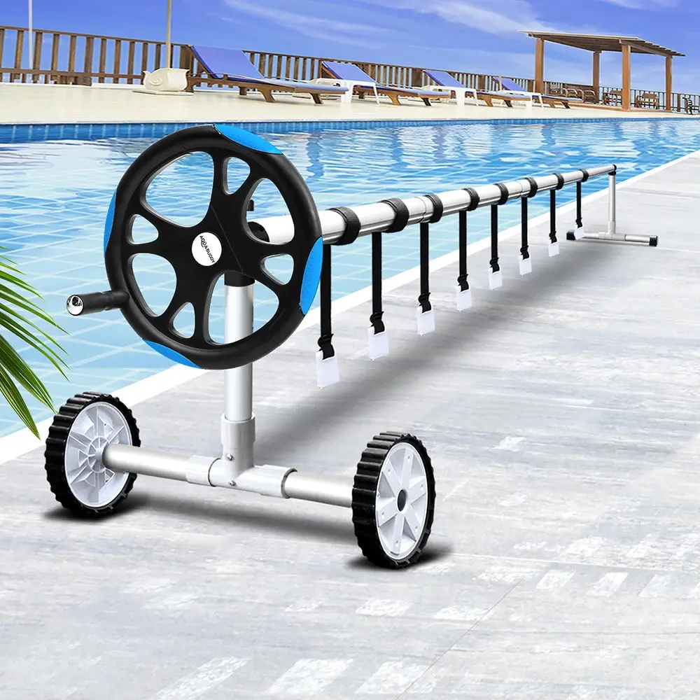 Aquabuddy Pool Cover Roller 5.5m Adjustable Swimming Pool Solar Blanket Reel Blue - Home & Garden