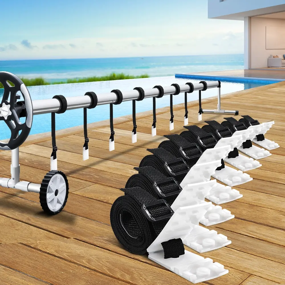 Aqua Buddy Pool Cover Roller Attachment Swimming Pool Reel Straps Kit 8PCS - Home & Garden