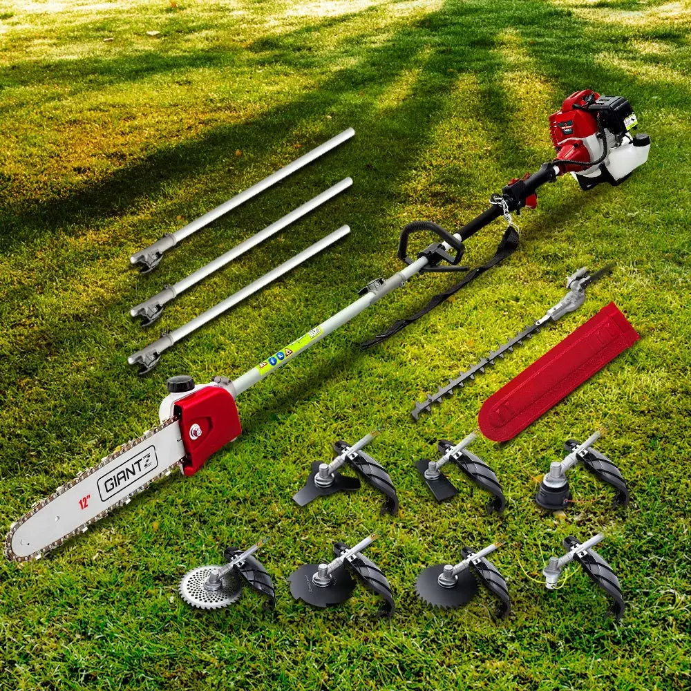 Giantz Pole Chainsaw 2 Stroke Petrol Tree Pruner Long Reach Saw 12 Inch Bar 9 In 1 - Handyman Heaven Sale