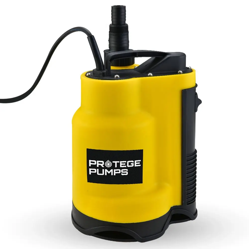 PROTEGE Tight Access Dirty Water Submersible Sump Pump, Integrated Float Switch - Hardware