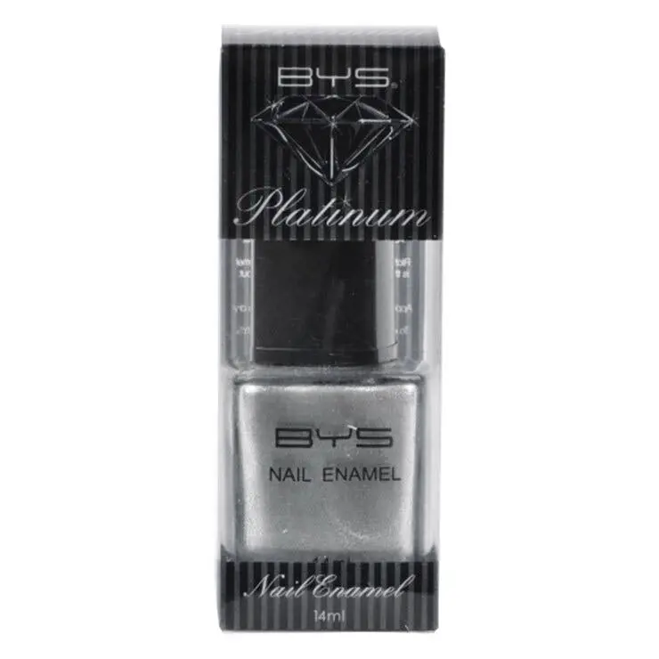 BYS Platinum Metallic Silver Nail Polish Enamel Lacquer Lasting Quick Dry 14ml - Beauty