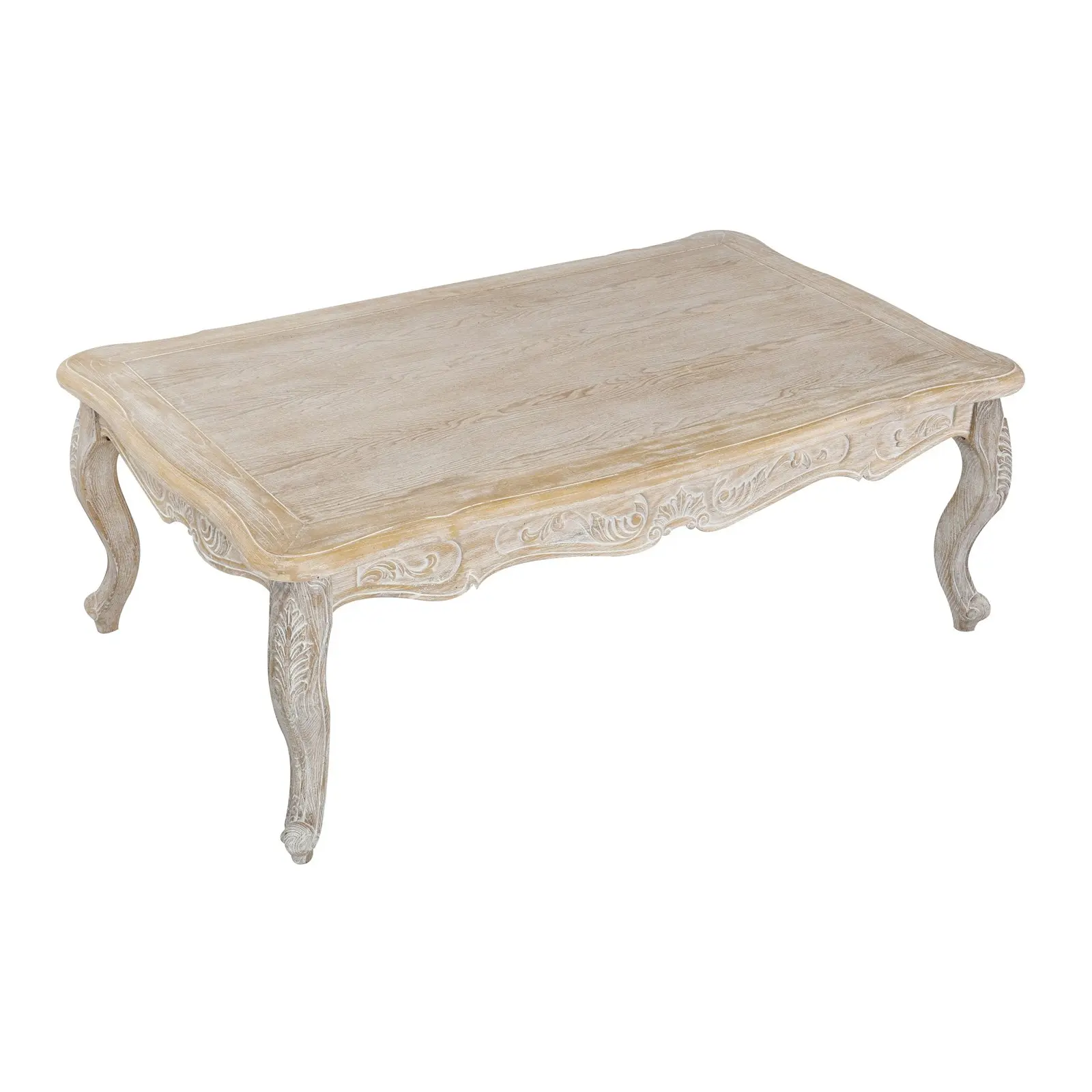 Coffee Table Oak Wood Plywood Veneer White Washed Finish - Furniture
