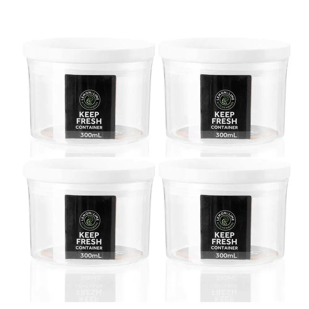 4x Lemon & Lime Crystal 300ml Airtight Canister 9.5cm Storage Container Jar CLR - Home & Garden