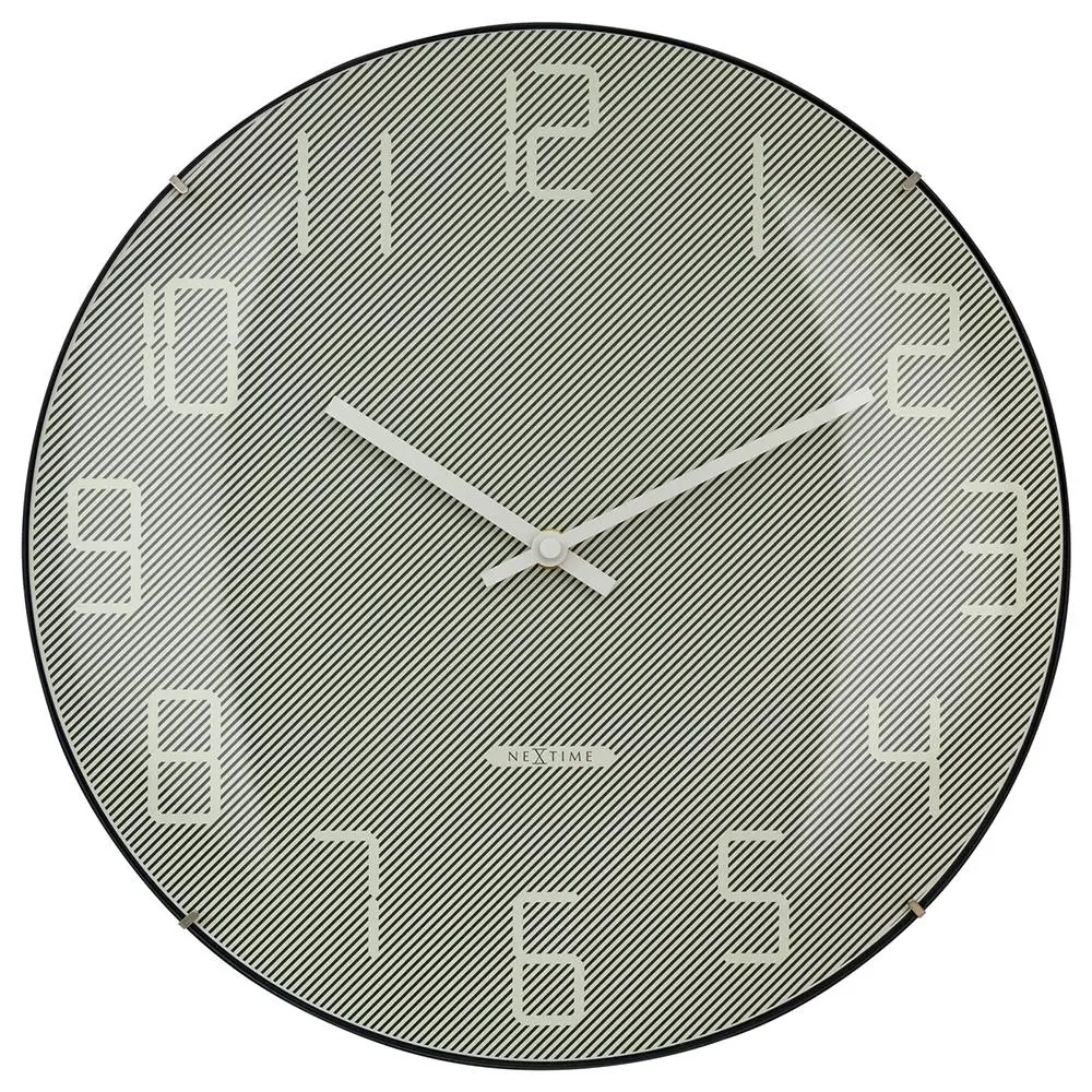 NeXtime Shade Glass Analogue 35cm Hanging Wall Clock Decor Silent Sweep Grey - Home & Garden