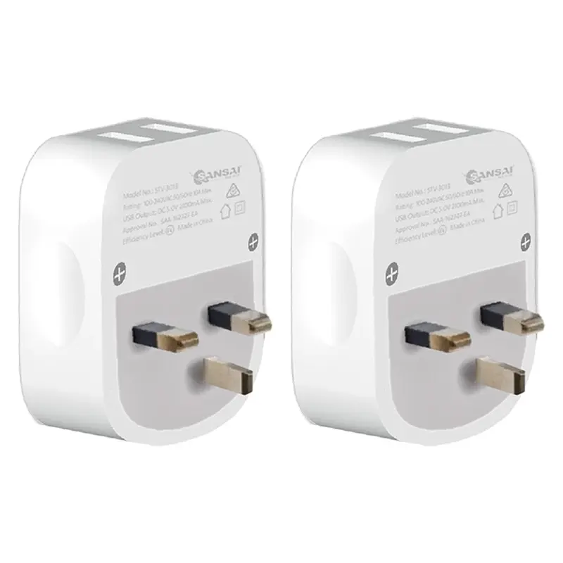2x Sansai Surge Protected Travel Adapter w/ USB-C And USB-A Port - AU/UK Region