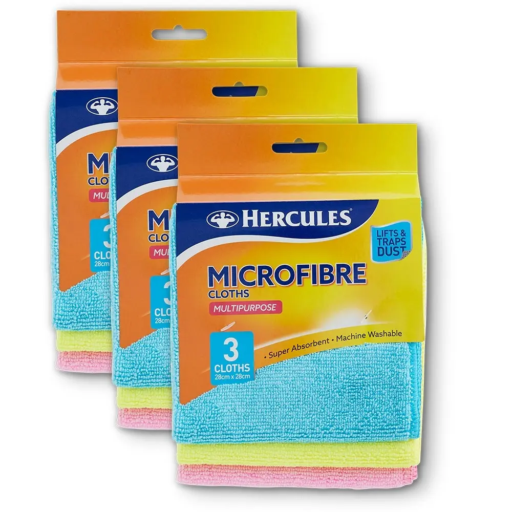 9pc Hercules Multi Purpose Microfiber Cloths Soft Cleaning Drying Washable Cloth - Home & Garden