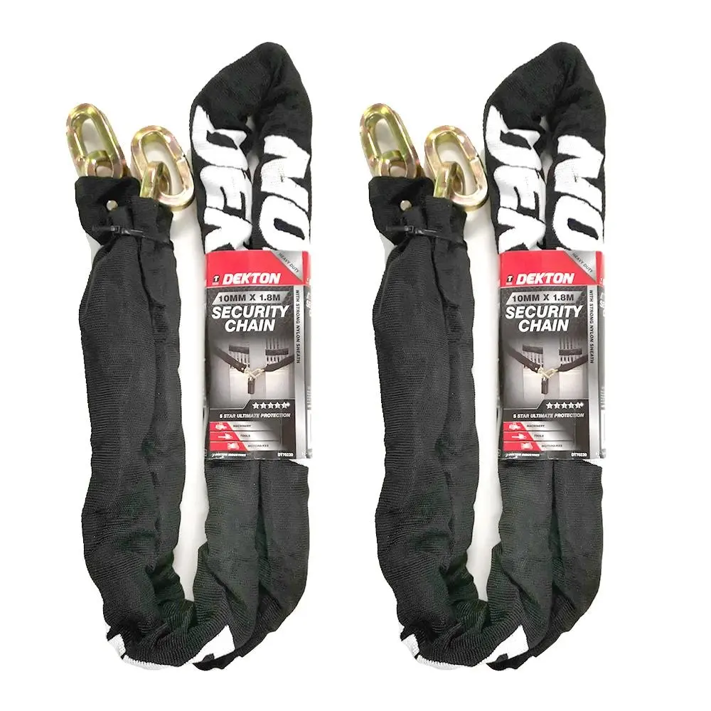 2x Dekton 10mm x 1.8m Security Chain w/Nylon Sheath for Machinery/Motorbike/Tool - Up to 60% off Connected Smart Tech
