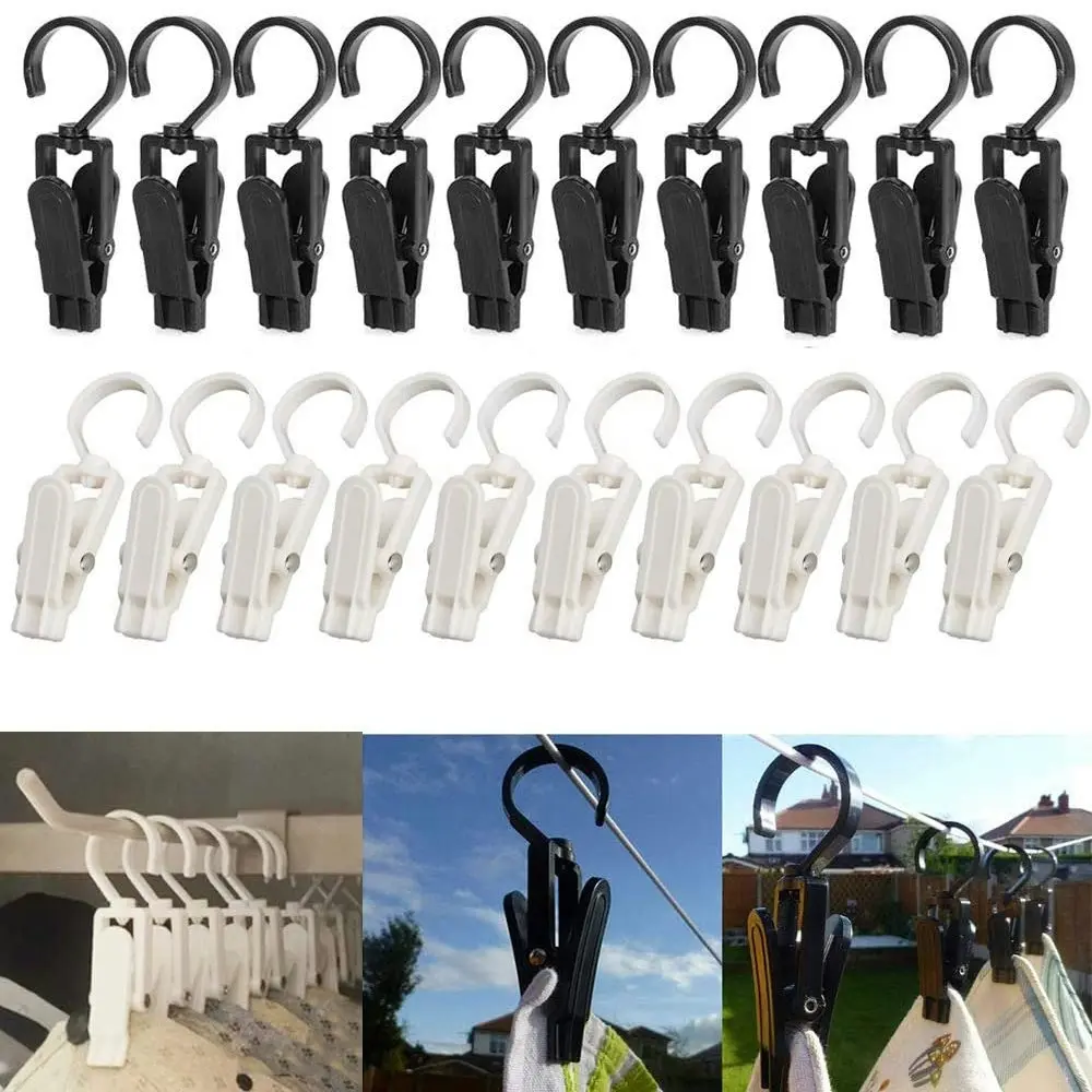 20pcs Multifunctional Plastic Clip Coat Hat Clip Swivel Hook Curtain Hoder Clip - Home & Garden