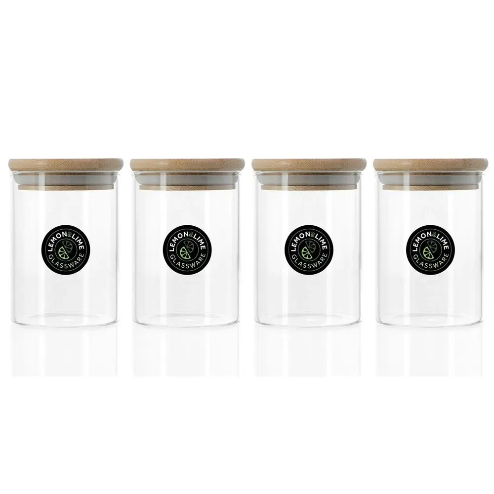 4x Lemon & Lime Camden 250ml Glass Jar Food Storage Airtight Container CLR w/Lid - Home & Garden