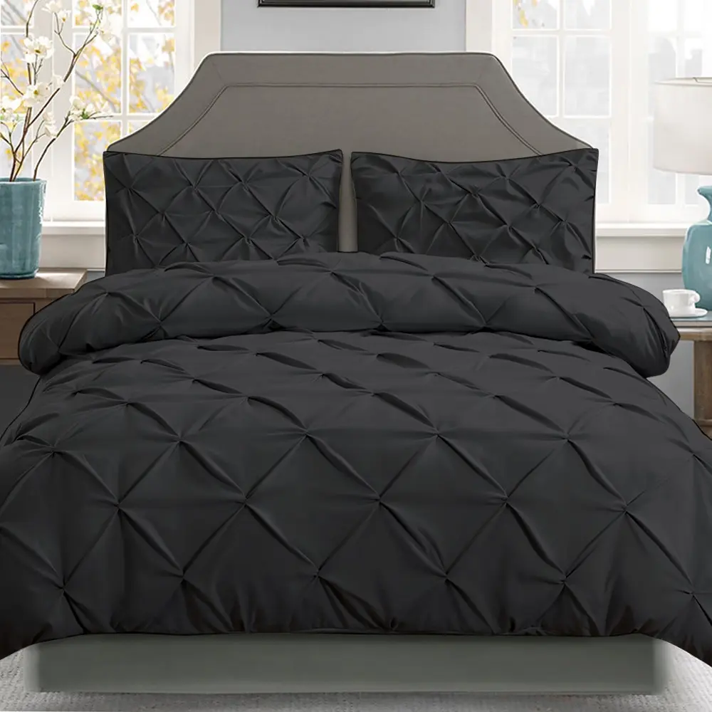 Giselle Bedding Quilt Cover Set Diamond Black Super King - Home & Garden