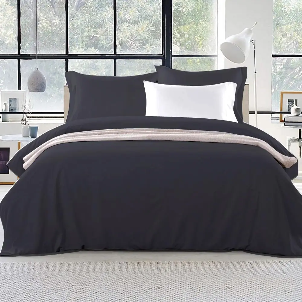 Giselle Bedding Quilt Cover Set Classic Black Queen - Home & Garden