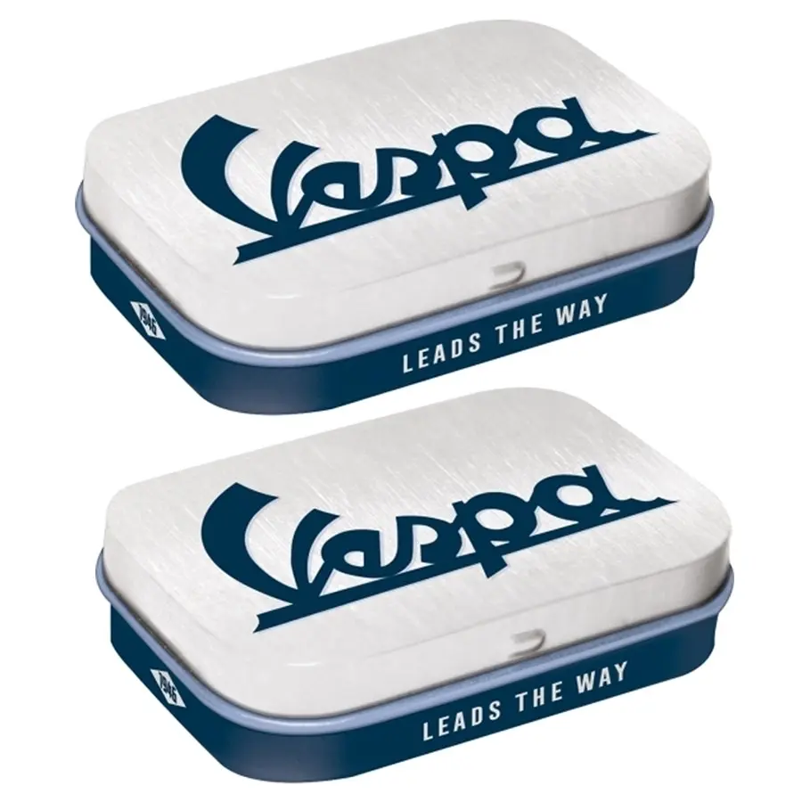 2x Nostalgic Art 6cm Metal Tin Mint Box Vespa Logo Fresh Breath Hard Candy Mints - Groceries